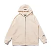 Svett hoodie för män zip par bakbrev dubbel plysch huva tröja kappa dimma väsentliga mode 4m7i