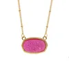 Necklaces Resin Oval Druzy Necklace Gold Color Chain Drusy Hexagon Style Luxury Designer Brand Fashion Jewelry for Women