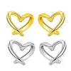 Ohrstecker, kleiner Herzknoten, versilbert, schlicht, elegant, für Mädchen, goldfarben, Schmuck, Geschenk zum Valentinstag, Geburtstag