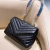 New Luxury Handbag Shoulder Bag Brand LOULOU Y-Shaped Designer Seam Leather Ladies Metal Chain Black Clamshell Messenger Chain Bags Box Wholesale