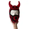 Berets Cute Eye Exposed Ox Horn Mask With Halloween Winter Warmer Knit Hat Cold Skiing Gift For Adult Teenagers