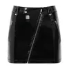 Röcke nasse Look Patentleder Minirock Damen Femme High Taille Slanted Reißverschluss Kurzmusikfestival Rave Party Clubwear