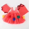 Наборы одежды 3pcs Girls Princess Dress Set 2022 Лето Новое милое мяч для мяча сетки сетки для блажников. Костюмы детские цветы танце