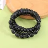 Bracelets porte-bonheur bijoux de mode Punk noir perles de bois naturel Bracelet pour femmes hommes poignet ornement crâne Bracelet accessoires