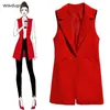 Coletes femininos para mulheres com casaco de jaqueta sem mangas Long Blazer Work Formal Office Ladies Office Vintage Slim Suit Cisting Feminino Oversize 230210