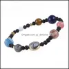 B￤rade str￤ngar Justerbart universum Galaxy De nio planeterna Star Natural Stone Bead Armband Solar System Elastic Armband f￶r Wome Dhjde