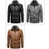 Men's Fur Leather Jacket Mens Winter Cotton Padded Lining Motorcycle Windproof Warm Coat Male Fleece Collar Outwear Clothing 5XL MY314