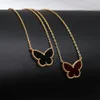 Shell Double Side Pendant Necklaces for Women 18K Gold Sweet Butterfly Luxury Designer Choker Necklace Jewelry no box