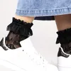 Women Socks 2023 Sexy Lace Floral Summer Mesh Ruffle Elastic Fishnet Short Transparent Princess