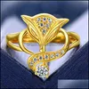 Band Rings Gold Ring For Women Kvinna Inlagd Zircon Beautif Lovely Jewelry Lady Gift Wedding Drop Delivery Dh8ze