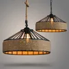 Tak S Spanien Klassisk Sisal Rope Pendant Lamp E27 Häng Retro Antik Industrial Lamp Iron Candle Chandelier Light 0209