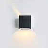 Svart modern utomhus LED -v￤gglampor Aluminium 7W (vit) 3000K justerbar upp och ner sconces belysning sovrum uteplats hus tr￤dg￥rd garage hall korridorer crestech168