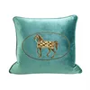 Pillow Pillowcase Modern Light Luxury Embroidery Horse Racing Backrest European Italian French Style Cushion Cover Without inner