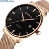 CRRJU 2018 Luxury Top Brand Watches Men Stainless Steel Mesh Band Fashion Quartz Watch Ultra Thin Clock男性Relogio Masculino210H