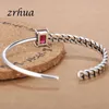 Bangle Sterling Silver Crystal Women Bracelets Bangles Friendship Trendy Open Cuff Style For Birthday Gift