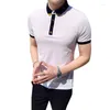 Herrpolos högkvalitativ polo skjorta män sommar 2023 smal fit para hombre kort ärm andas andas casual homme mannen kleding