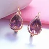 Brincos de bala 585 Purple Gold Prazed 14K rosa incrustado rubi gota de água para mulheres namorada de joalheria de festa clássica simples