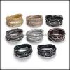 Link Chain Leather Wrap Bracelet for Women Boho Mtilayer Bracelets de cristal pulseiras casuais Braned Handmade Magnetic Bangle Dhpmb