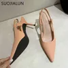 Fashion Slingbacks Thin Woman SUOJIALUN High Sandals Heel Shallow Slip On Elegant Pointed Toe Pumps For Party Wedding Shoes T D
