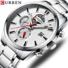 Curren Fashion Causal Sports Watches Mens Luxury Quartz titta p￥ rostfritt st￥lkronograf och datum lysande h￤nder armbandsur249r