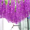 Faux Floral Greenery Artificial Wisteria False Violet Ceiling Flower Rattan Wedding Family Garden el Corridor Living Room Office Decoration 230209