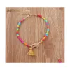 Link Kette Bunte Kleine Perlen Muschel Anhänger Armband Fußkettchen Boho Elegante Quaste Einstellbare Schmuck Für Frau Sommer Strand Drop del Dhiey