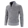 Herrtröjor 2023 Autumn Winter Men's Sweater Pullover Artificial päls semi -blixtlås stickad tjock kappa varm avslappnad