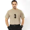 Herr t-skjortor armé militärkläder mode män andningsbara män kort ärm fitness t-shirt gym tee casual sommar skjorta kan hänga glasögon