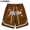 Herr shorts femspetsig stjärna lapp broderi tröjor herr streetwear brev knäslängd sommar enkel lös