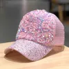 قبعات الكرة الشبكية Cap Sanpback Ladies Sequins Caps Caps Fashion Girls Can Can Can Can Adguit Hip Hop Hat Cap G230209