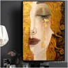 Paintings Classic Artist Gustav Klimt Tear Abstract 5D Diamond Painting Portrait Handmade Mosaic Wall Mural Poster Home Decoration 2 Dhmy5