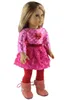 Dolls 1 Set Pink Dress Clothes for 18 American Bitty Baby Handmade Fashion Lovely X89 230209