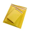 ギフトラップ100pcs黄色のクラフトペーパーバブルエンベロープメーリングバッグパッド入りメーラーバッグブティックパッケージギフトラップポーチ230209