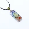 Hänge Halsband 6PCS 50 20mm Seven Chakra Orgone Power Halsband Hängen Reiki Orgonite Energi Pendel Naturlig Kristall Sten Smycken