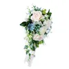 Decoratieve bloemen Romantische bruiloft Bruid Bouquet Waterfall met groene bladeren kunstmatige voordelen voor kerkfestivalceremonie benodigdheden