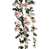 Kwiaty dekoracyjne 1,8 m sztucznych róży winorośli fałszywe jedwabne girlandy wiszące ślubne tło domowe biuro dekoracja