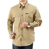 Koszule męskie wiosna jesienna jeansowa Mężczyźni Koszule długie rękaw 100% bawełniany Camiseta Masculina Army Wojskowe Koszule 230210