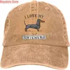 Boll Caps Baseball Cap Dachshund Weiner Dog Hat Kvinnor Justerbar Trucker Fashion Washed Denim Caps för Outdoor Black L230208