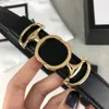 Fashion Genuine Leather Woman Bindo Negro con cubo de oro Dise￱ador de mujer Luxury Bintes G Cinturones de buena calidad WAIDTH 2.4cm Curryon