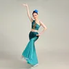 Scena noszona zielone chińskie kostiumy tańca dai dla dziewcząt kobiety seksowne pawie ubranie Fishtail Suits Festival Performial