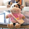 26CMCute Simulation Cattle Animals Cartoon Milk Cow Plush Doll Soft Stuffed Sweater Toy Pillow Kids Birthday Gifts