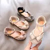 Platte schoenen babymeisjes baotou ademende parel sandalen Koreaanse kinderen mode diamant peuter boog zoete prinses kinderen feest