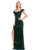 Runway Dresses Lucyinlove Elegant Evening Dresses Green Sequin Sexy Split Party Backless Women Long luxurious Gown Formal Dress Cocktail 230210