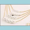 Pendant Necklaces Pendants For Women Korean Turkish Jewlery 18K Gold Plated Chain Long Charms Chains Pearl Drop Delivery Jewelry Dh7Uw