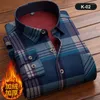 Men's Casual Shirts Men Fleece Shirt 2023 Autumn Winter Male Long Sleeve Plaid Thick Lined Soft Flannel Warm Dress 5XL