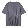 Mode de luxe Hommes T-shirt Peint à la main Speckle Graffiti Lettre Imprimer Manches Courtes Col Rond Été Lâche T-shirt Top Bleu Violet Asiatique Taille M-2XL