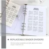 Binder Dividers Dipider Seplator Tabs إعادة ملء الملاحظة ورقة مخطط A6 موضوع الصفحة الشهرية الوصفة الرجعية