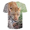 メンズTシャツ3Dチーターシャツアニマル服ヒョウ動物Tシャツプリント男性女性服特大ヒップホップファッションサマーティー