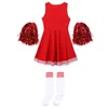 Cheerleading Kid Girls Cheerleading Costumes Vestido de Roleplay de Cosplay de dança de dança imprimida uniforme com meias para performance de palco 230210