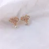 Backs Orecchini GRACE JUN Fashion Luxury Strass Bow-knot Clip On Senza piercing Accessorio per gioielli da orecchio piercing finto da donna